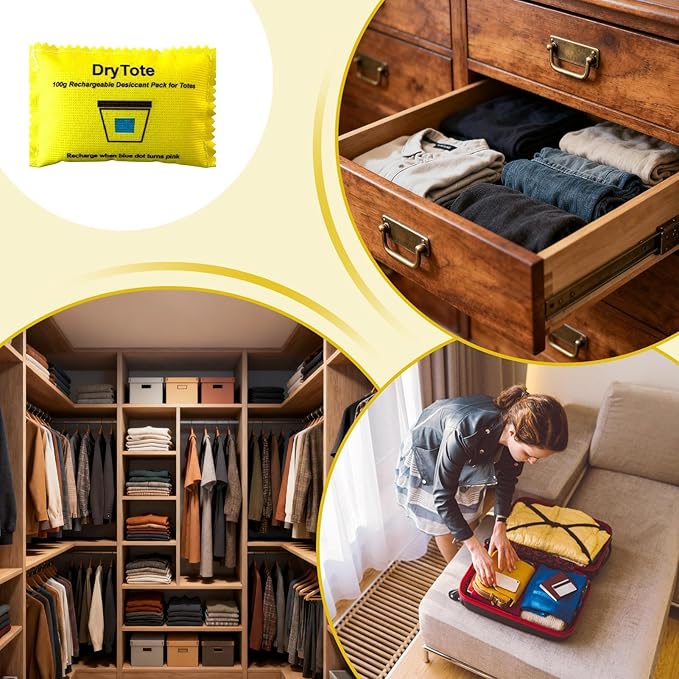 Rechargeable Desiccant Pack, With Effective Moisture Control, 100g, Reusable Moisture Absorber, Dehumidifier Bags, Protects Valuables And Belongings, For Bookshelf, Home, Drawers, Cabinet, Fridge