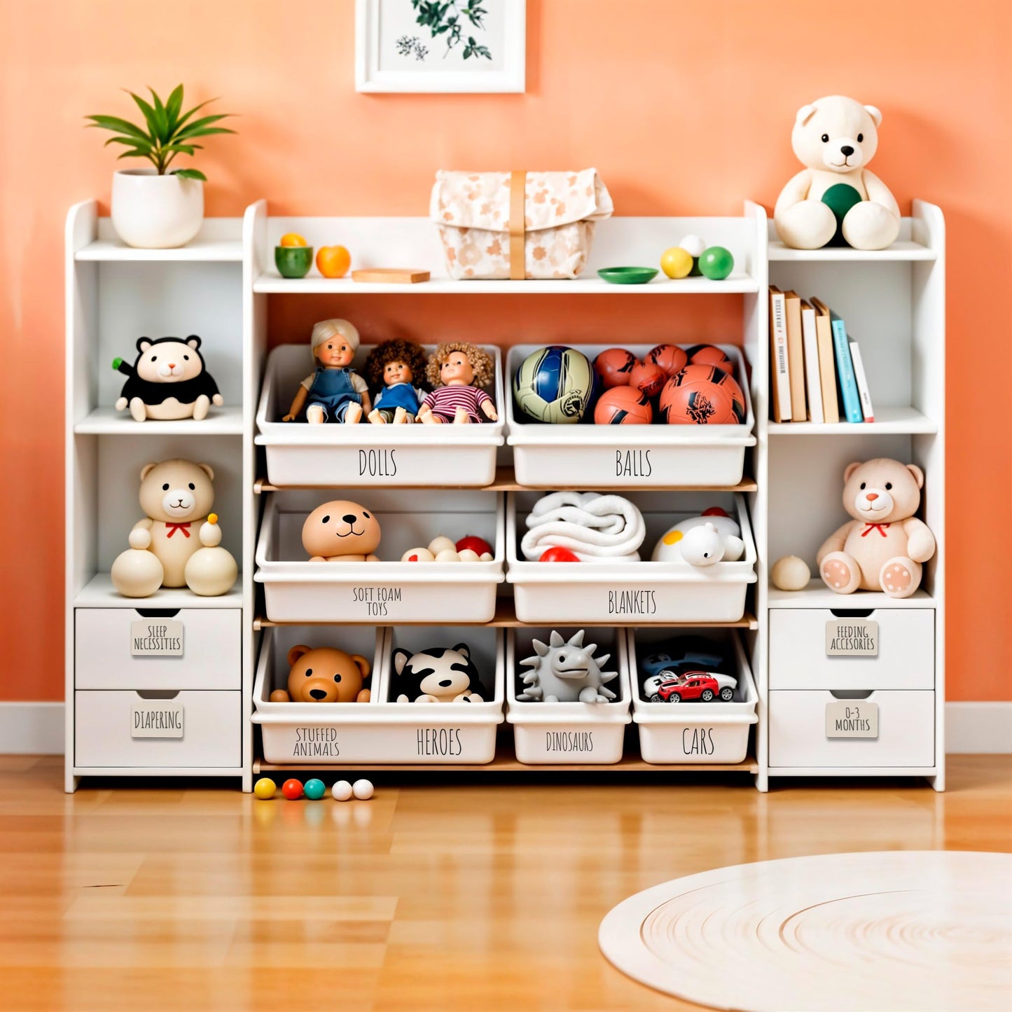 Hygge & Sage Nursery Organization and Kids Room Organization Label Stickers | 144 Clear Preprinted Stickers with Black Print | Easy to Remove Labels for Kids Playroom Storage or Nursery Storage