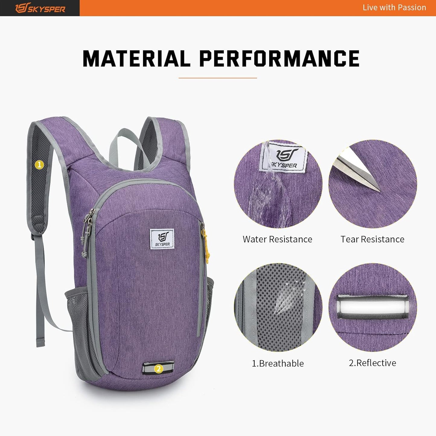 SKYSPER Small Daypack 10L Hiking Backpack Packable Lightweight Travel Day Pack for Women Men