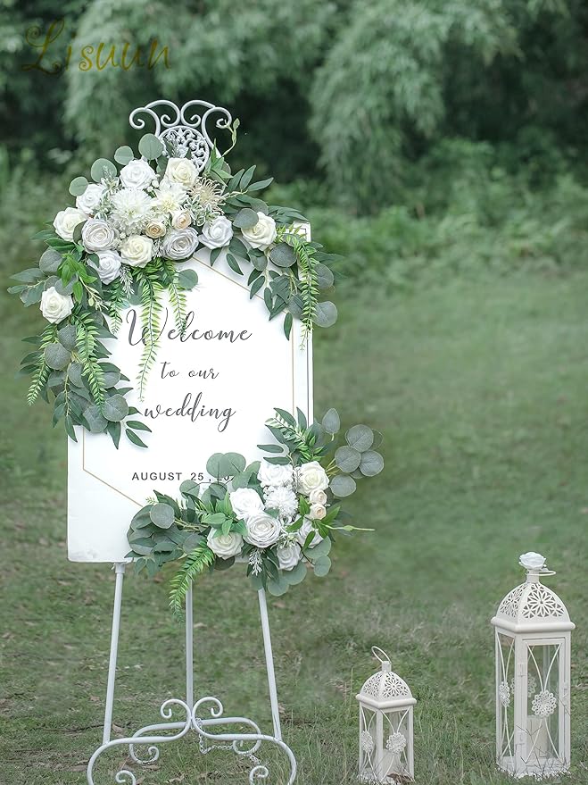 Wedding Arch Flowers, Artificial Flowers for Decoration, Large Flower Swag for Boho Styles Wedding Ceremony Floral Decor - Pack of 2