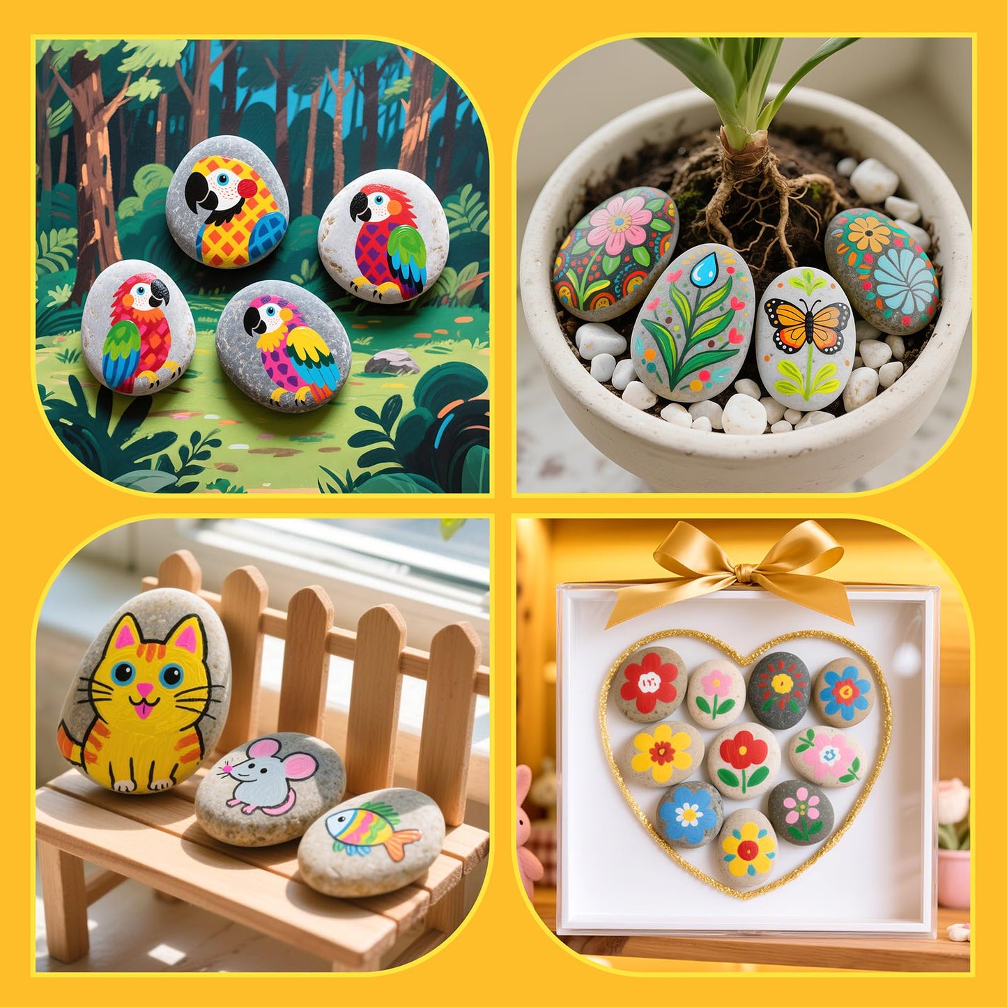 Simetufy 45Pcs Large Rocks for Painting 3-4inch Natural River Stones for DIY, Art & Crafts, Smooth Flat Rock Bulk for Adults, Children, Kindness Rocks Garden Decoration