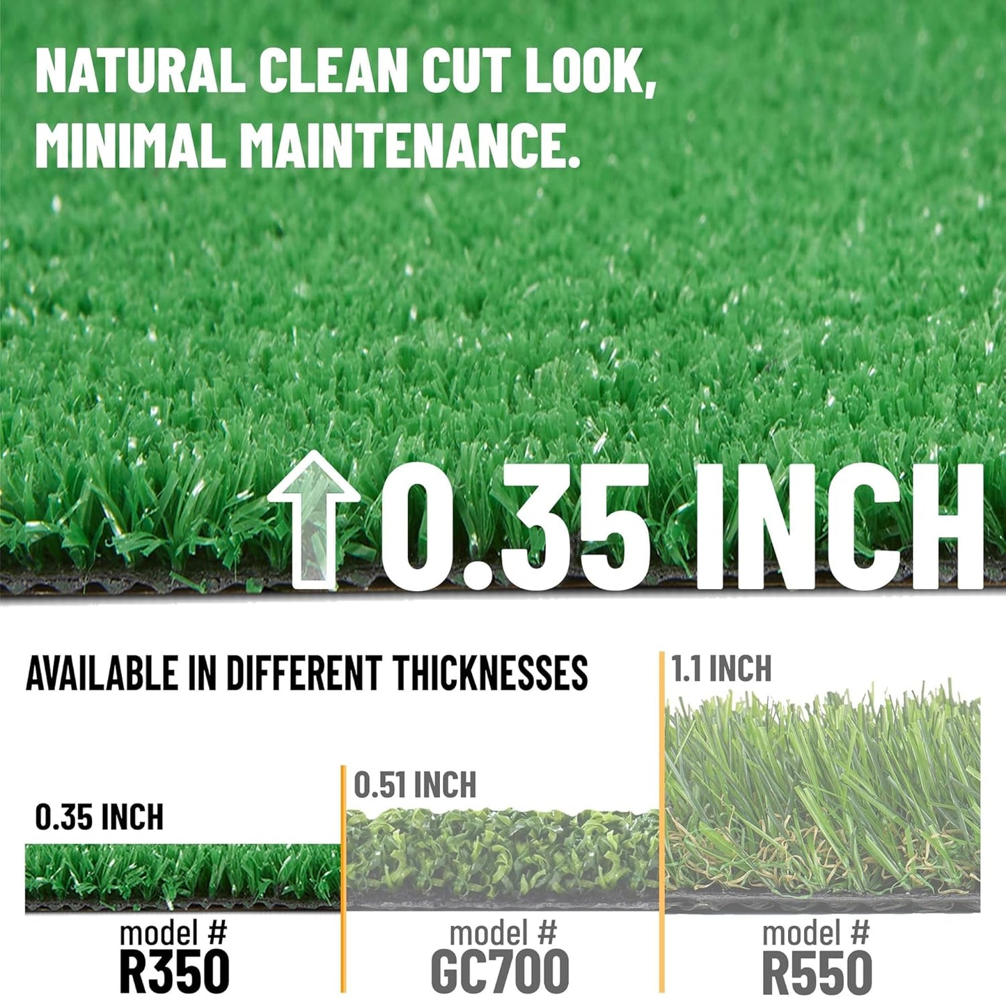 Ottomanson Artificial Grass Turf 6'6" x 46' Indoor Outdoor Faux Grass Rug with Drainage Holes, Customizable with Extra Long Size Options, Perfect for Patio Lawn Balcony Weddings Photoshoot Backdrop