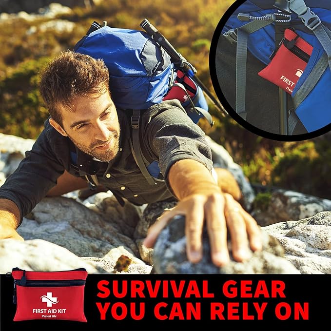Protect Life Survival First Aid Kit for Home/Business, Camping Survival Kits | Mini Travel First Aid Kit | Camping Equipment | Small Kits for Car | Outdoor Emergency Survivals Pack - 100pcs