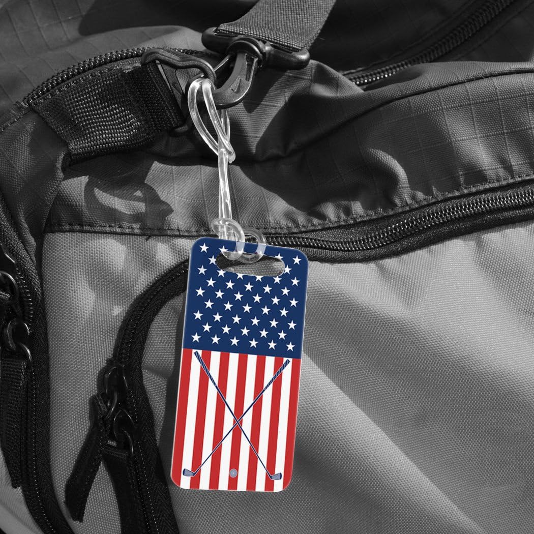 ChalkTalkSPORTS Golf Luggage & Bag Tag | USA Golfer | Custom Info on Back | Small