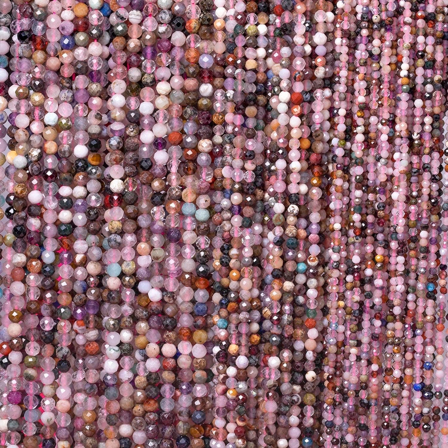 2mm 180pcs Natural Duobao Crystal Stone Beads, Songxi Small Faceted Round Loose Gemstone Beads for Jewelry Making, DIY Art and Craft, Bracelet for Necklace (1 Strand)