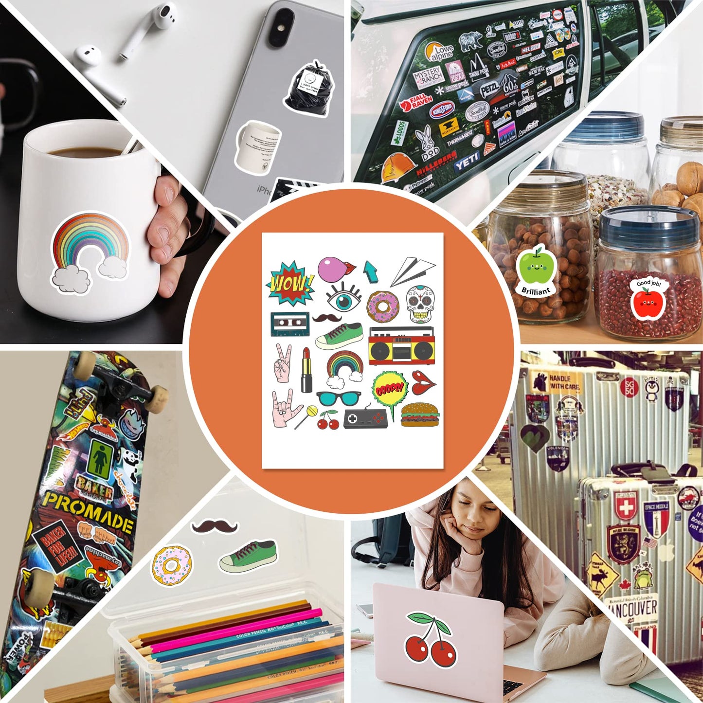 HTVRONT Sublimation Sticker Paper - 20 Pcs Glossy Transparent Waterproof Sublimation Stickers