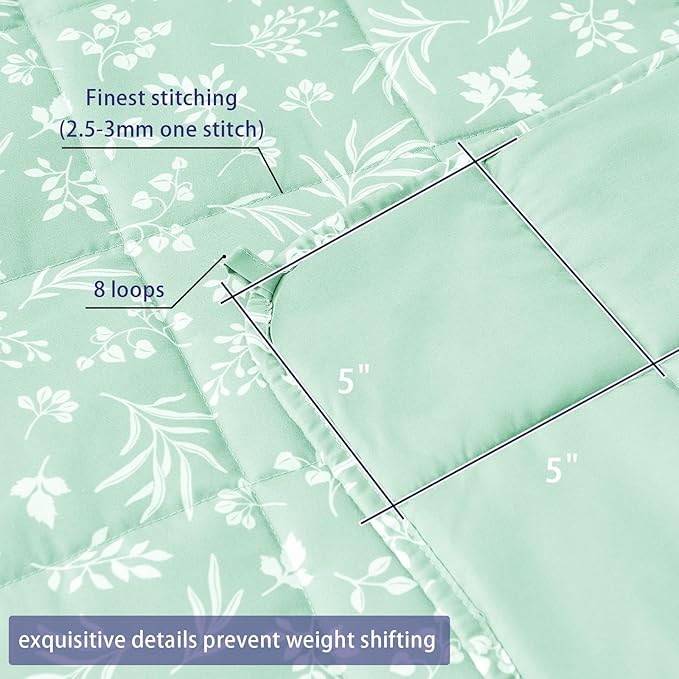 yescool Weighted Blanket for Adults (20 lbs, 60” x 80”, Cyan) Cooling Heavy Blanket for Sleeping Perfect for 190-210 lbs, Queen Size Breathable Blanket with Premium Glass Bead, Machine Washable