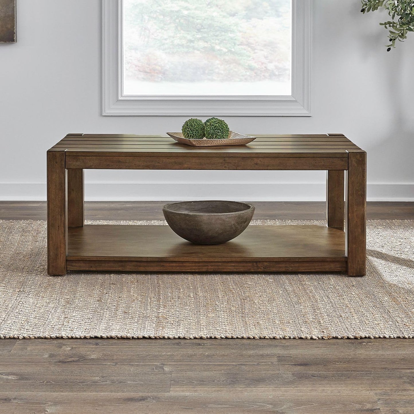 Liberty Furniture Broadmore Living Room Rectangular Cocktail Table - Cobblestone Brown