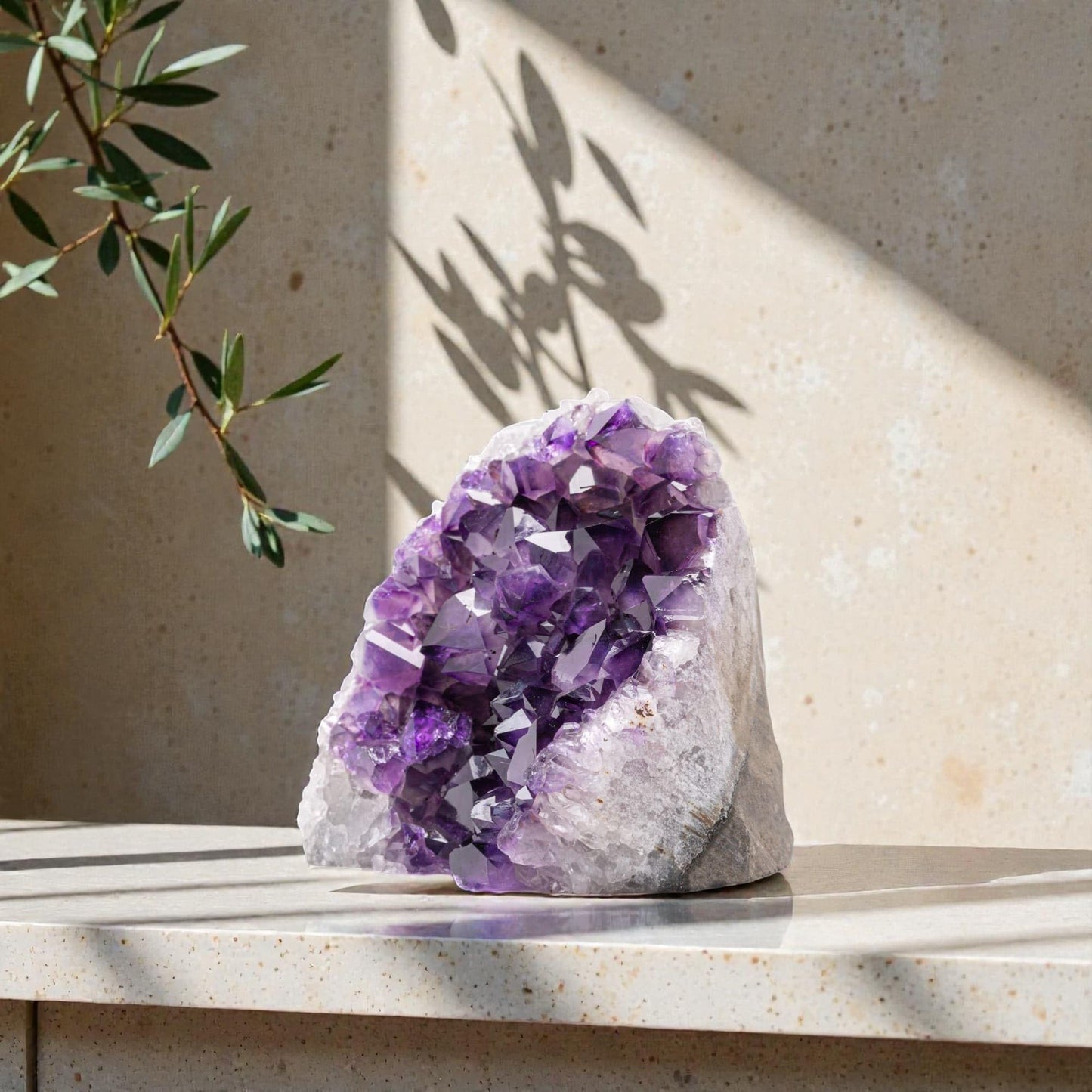 EMPORION Natural Amethyst Cluster (1.5–2 lb) – 4–6” Raw Amethyst Geode from Uruguay – Deep Purple Crystal