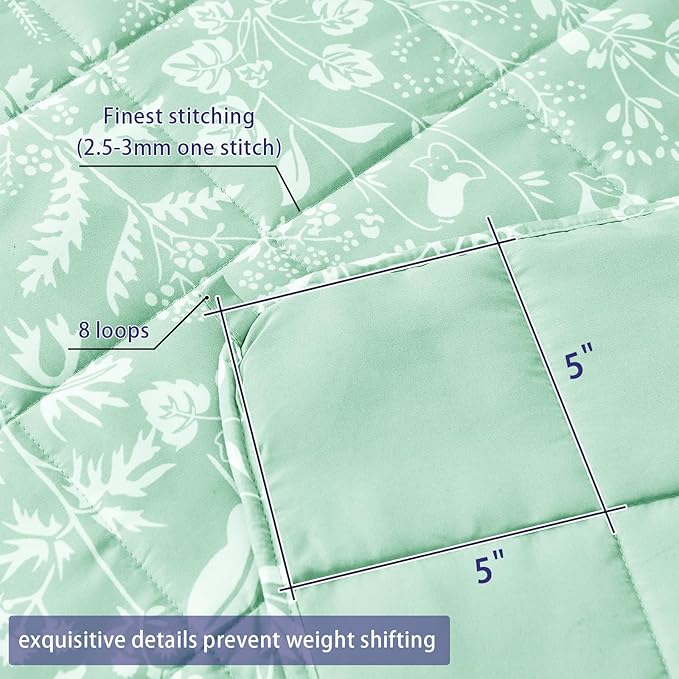 yescool Weighted Blanket for Adults (15 lbs, 60" x 80", Cerulean) Cooling Heavy Blanket for Sleeping Perfect for 140-160 lbs, Queen Size Breathable Blanket with Premium Glass Bead, Machine Washable