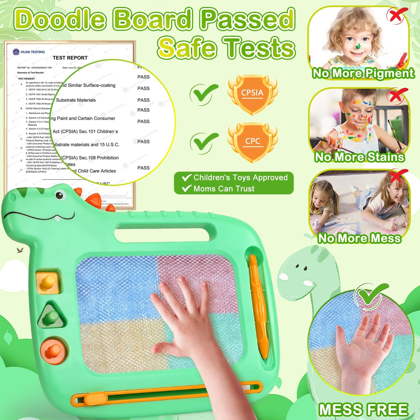 Toddler Toys 2-3, Dinosaur Magnetic Drawing Board Toys for 1 2 3 Year Old Boy Girls,Colorful Magna Sturdy Doodle Board Kids Toy, Etch Sketch Educational Toy for Toddlers 1-3 Christmas Birthday Gifts