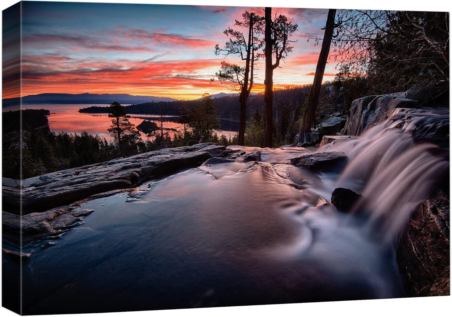 wall26 Canvas Print Wall Art Water Rushes Over Lake at Sunset Nature Wilderness Photography Modern Rustic Scenic Relax/Calm Multicolor Colorful for Living Room, Bedroom, Office - 16"x24"