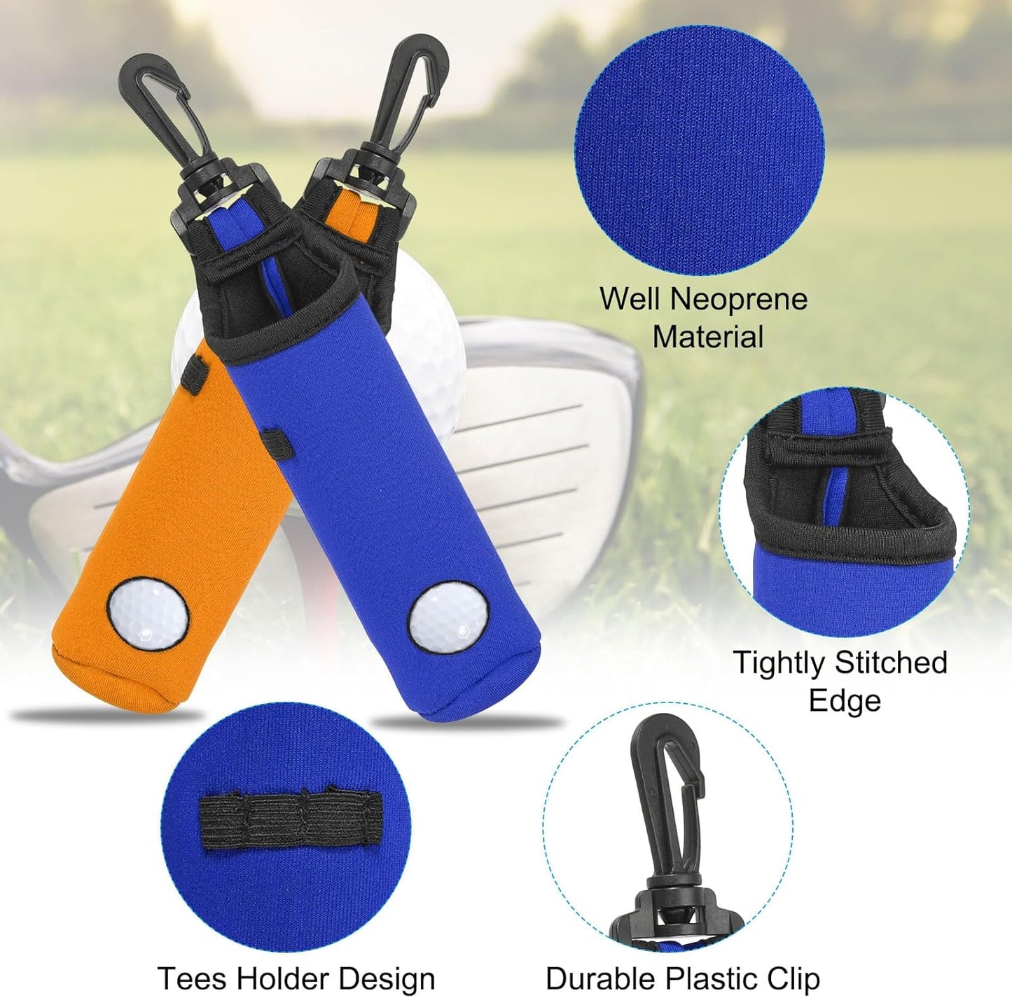 PATIKIL Golf Ball Carry Bag, Golf Tee Holder Pouch Portable Neoprene Golf Ball Holder with Clip for Men and Women Storage Gifts