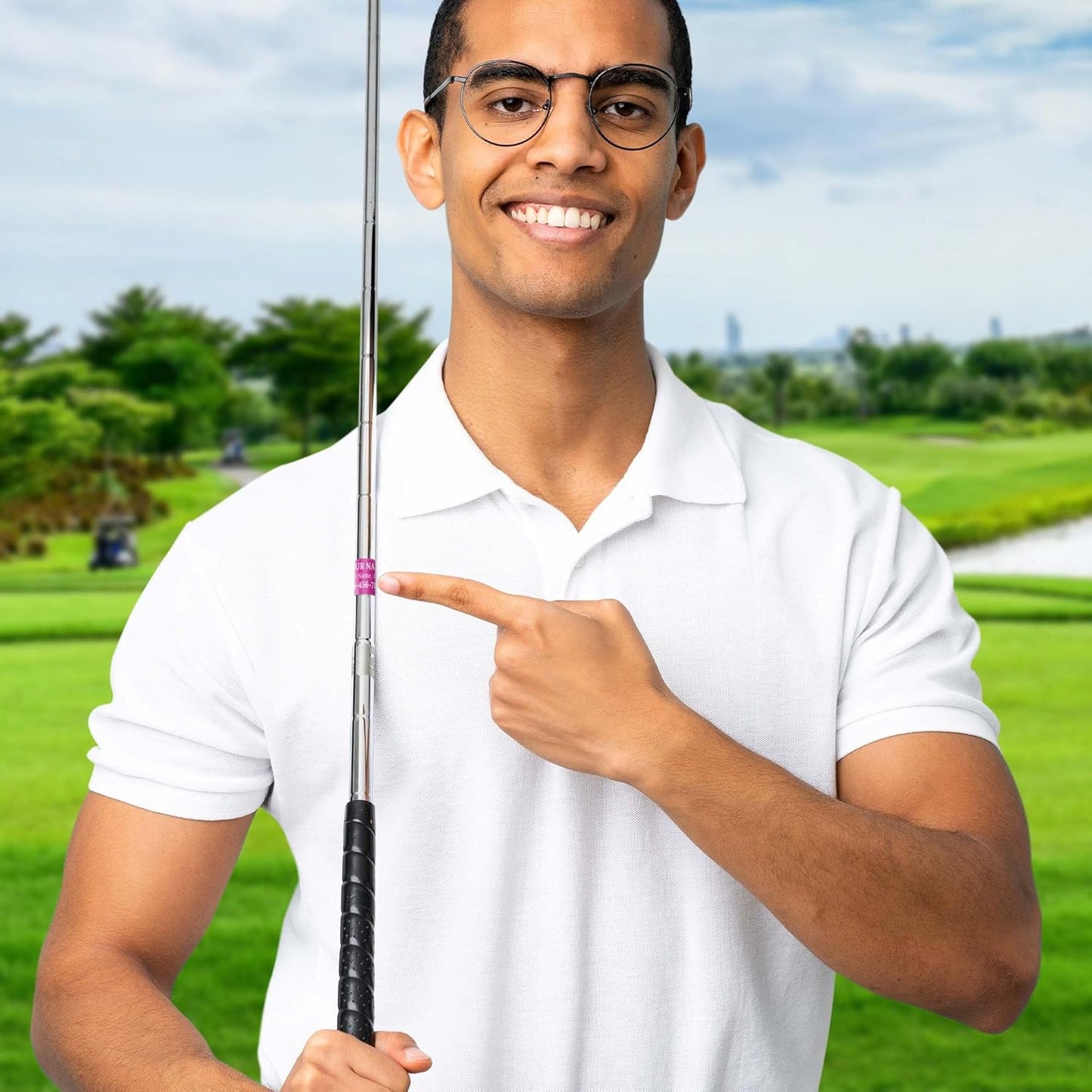 Custom Pink Golf Club ID Labels, Personalized Golf Club Name Sticker,0.75x2 Inches, Set of 30, 4 Mil Vinyl Decal Stickers Weather Resistant, Made in USA by My Sign Center