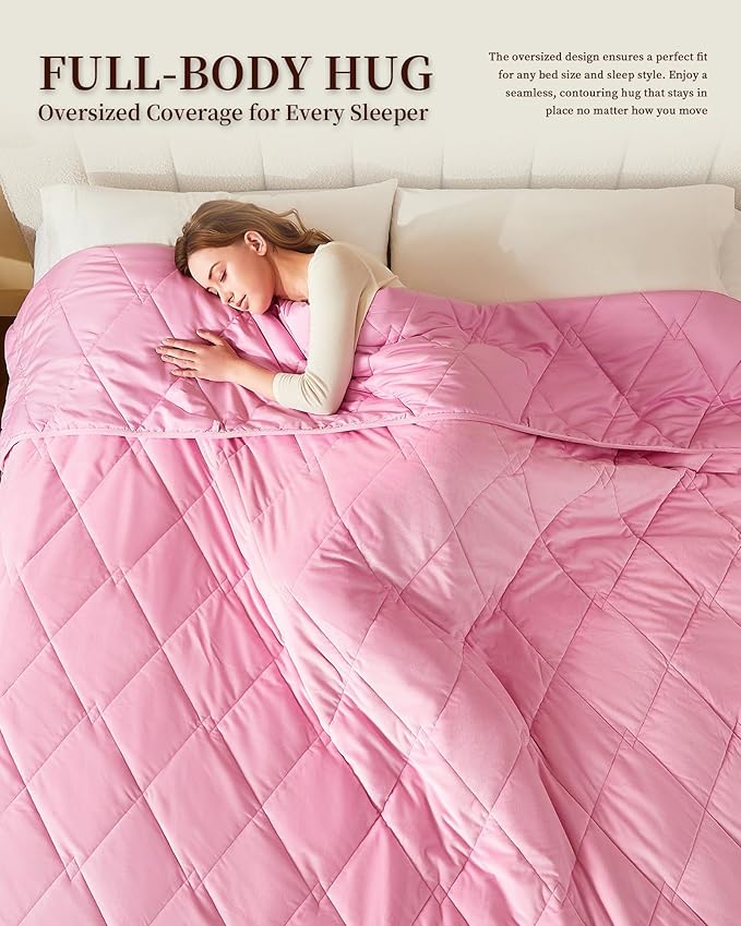 L'AGRATY King Size Weighted Blanket for Adults 45lbs, 88"x104" — Cooling Breathable Heavy Blanket with Glass Beads for Sleeping Perfect for Hot Sleepers & Couples Machine Washable All-Season Pink
