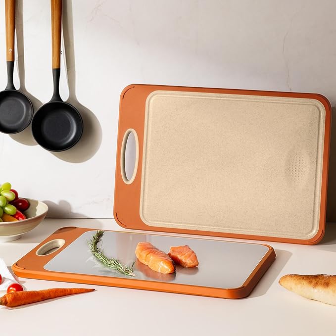 2 in 1 Stainless Steel Cutting Board with Handle Chopping Eating Grilling Biard Cutboard Biard Chtting Cuttingboards Voard Oard Bord Dishwasher Safe 16 x 11 Baords Baord Veg Utting Ultimate