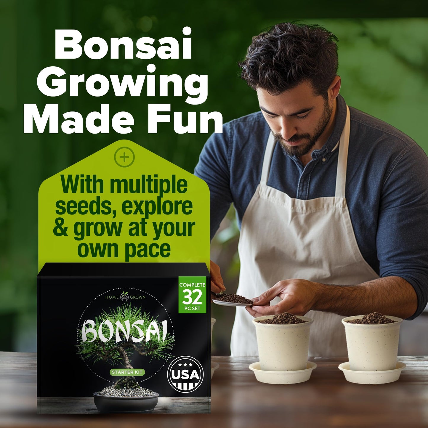Bonsai Tree Kit Gifts for Men & Women - Grow 4 Bonsai Trees - Unique Gardening Crafts for Adults, DIY Hobbies for Plant Lovers & Gardeners - Unusual Christmas Gift Ideas for Mom & Dad