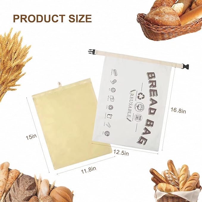 2 Packs Safe Double-Layer Fresh-Keeping Bread Storage Container for Homemade Bread and Sourdough,Eco-Friendly Plastic-free Food Storage | Moisture Lock Technology
