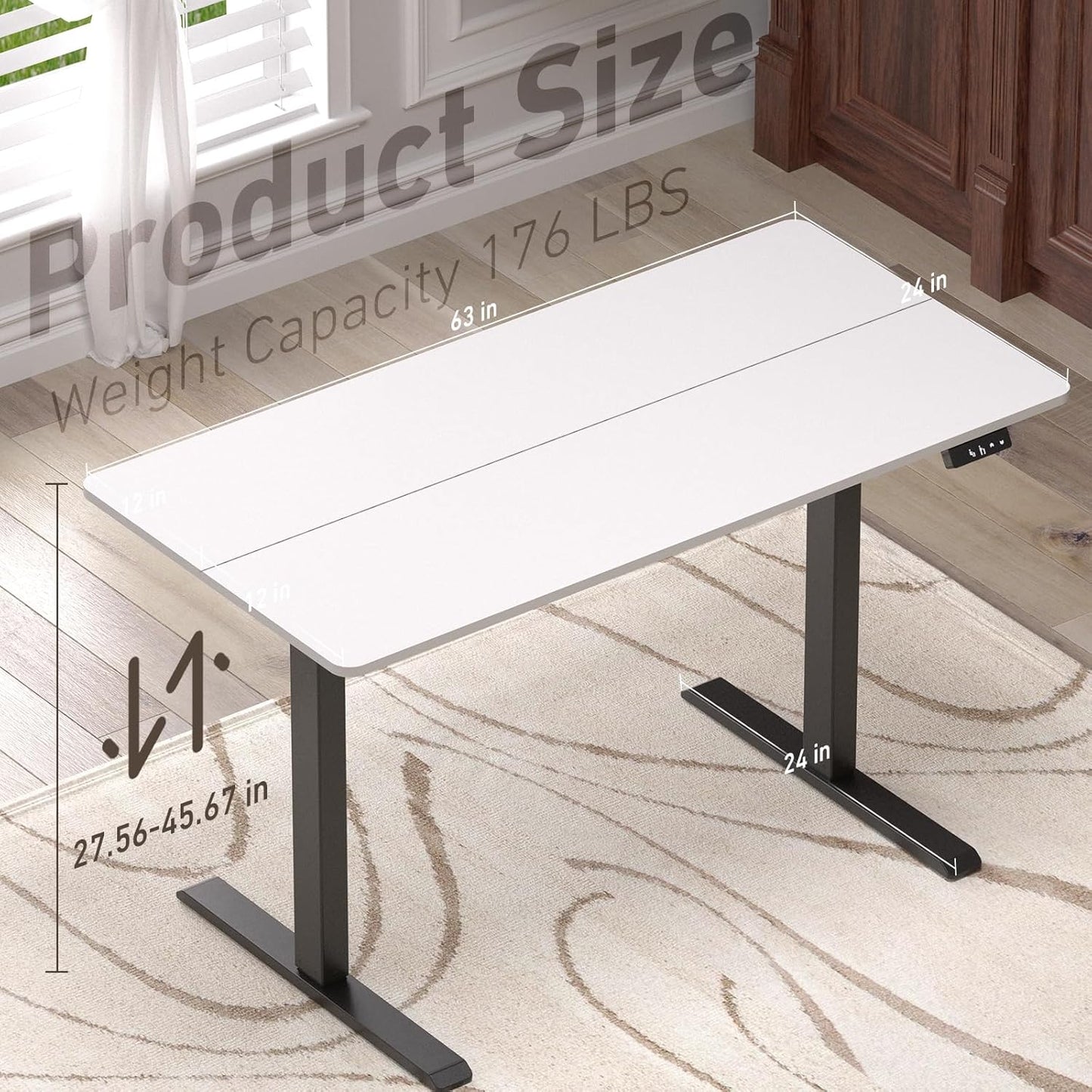 Ywin Electric Height Adjustable Standing Desk with Wheels, 55 x 24 inches, Ergonomic Stand Up Desk for Home Office