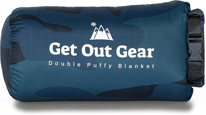 Get Out Gear Down Camping Blanket - Puffy, Packable, Lightweight and Warm | Ideal for Outdoors, Travel, Stadium, Festivals, Beach, Hammock | 650 Fill Power Water-Resistant Backpacking Quilt