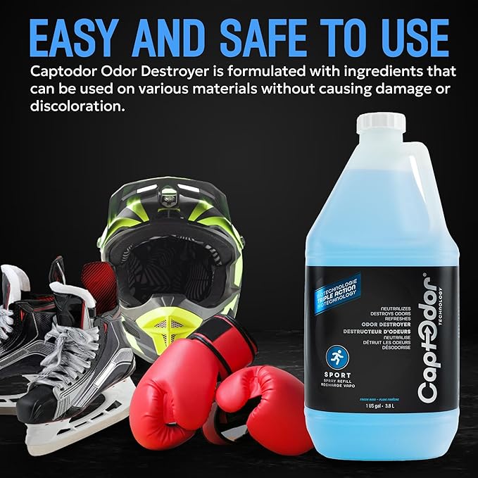 Sports Odor Destroyer Spray (1 x Gallon / 3.8L), Sports Gear Odor Eliminator & Deodorizer Spray - Neutralizer & Refresher Spray For Protective Equipment, Sportswear & Outdoor Gear