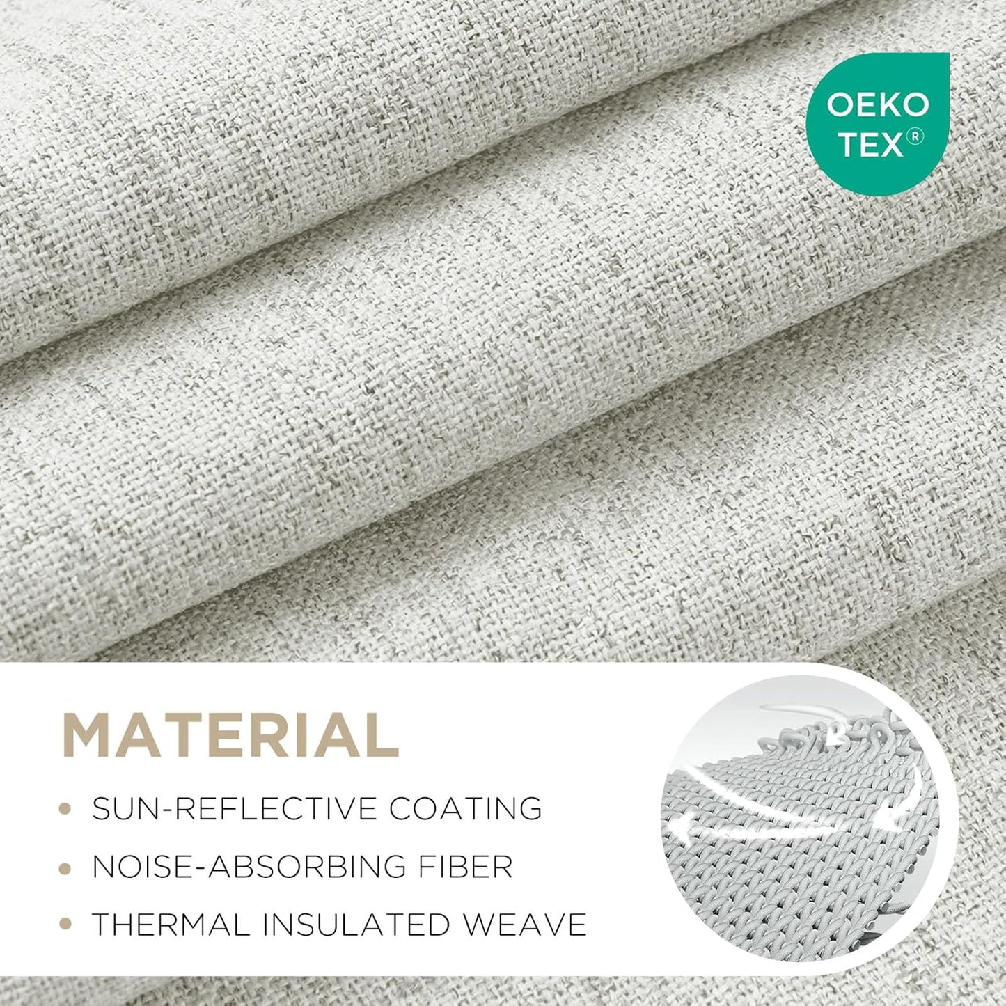 Joydeco 100% Blackout Curtains for Bedroom - Natural Linen Curtains 52" W x 120" L, Thermal Insulated 2 Panels White Light Blocking Drapes, Rod Pocket & Back Tabs, Darkening Privacy for Living Room