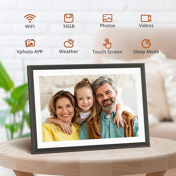Dragon Touch 10.1'' WiFi Digital Picture Frame with Dual Swappable Snap Frames – 1280×800 HD IPS Touch Screen, Auto-Rotate, Instantly Share Photos/Videos via Free App, Gift for Birthday, Wedding, Mom