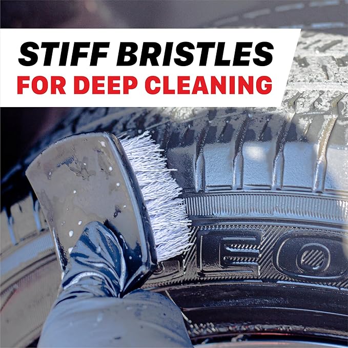 Maxshine Universal All-Purpose Cleaning Brush | Long-Handled Stiff Bristle Brush for Tires, Carpets, Upholstery & Floor Mats | Removes Tough Dirt & Stubborn Stains | Premium Auto Detailing Accessory