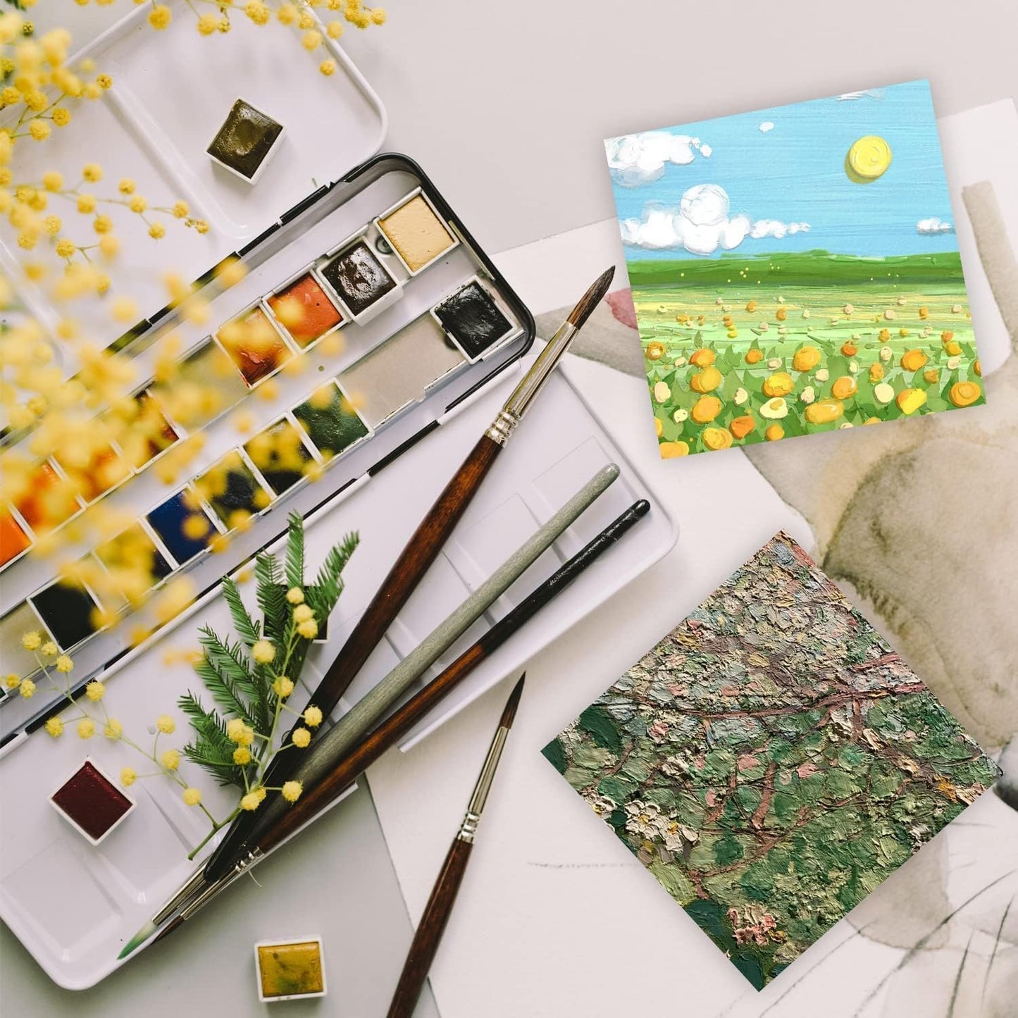 FSWCCK 10 Pack 6 x 6 inch Wood Panel Boards, Unfinished Wood Canvas Panels for Crafts, Painting Canvas, DIY Art Projects, Pouring, Arts Use with Oils, Acrylics