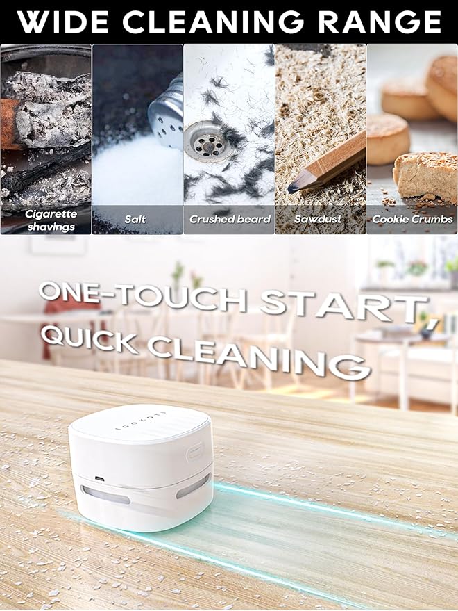 IGOKOTI Desk Vacuum Cleaner (New White, Exclude Battery)