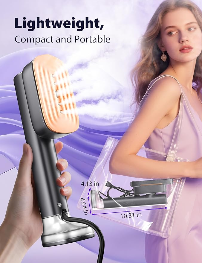 Sundu Steamer for Clothes,15s Fast Heat-up Handheld Garment Steamer,35mins Runtime & 180ml Large Tank,25g/min Steam,Ceramic Panel,Stands on Desk,Wrinkle Remover for Travel, Home, Office(Dark Gray)