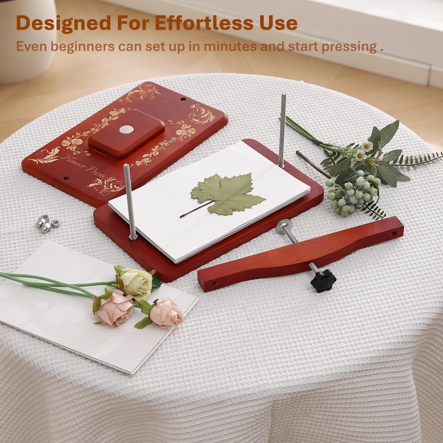 Nuvograin Large Flower Press Kit,Easy One-Step Wooden Plant Press,12.6 x 7.68 inch Flower Presser for Kids & Adults, Great for Thanksgiving & Christmas Gifts