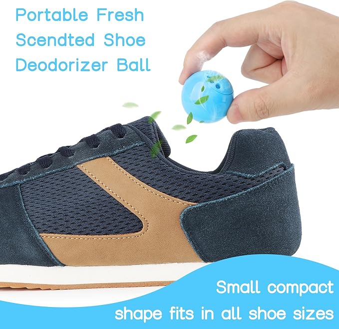 Shoe Deodorizer Balls (6 Pack) – Odor Eaters for Sneaker | Long-Lasting Odor Eliminator Air Freshener for Closet, Locker, Gym Bag, Drawer & Small Spaces| Fresh Linen | Pickle Ball&Blue