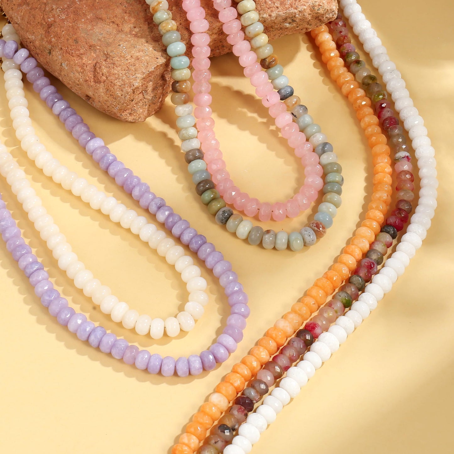 Badu Teal Gemstone Beaded Necklace for Women Natural Stone Bead Beach Rainbow Choker Necklace Fashion Trendy Jewelry Gifts