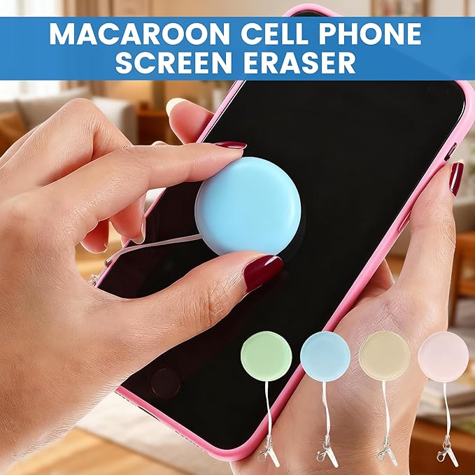 Macaron Phone Screen Cleaner, 2026 New Portable Mobile Phone Screen Wipe, Multifunctional Screen Eyeglasses Brush Cleaner for Travel or Office (12 Pcs)