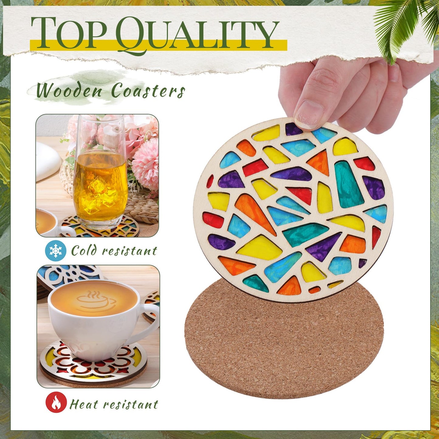 Reallnaive Wood Coasters Craft Kit Paint You Own Coaster Wooden Painting Craft Kits for Adults and Beginners DIY Coasters Kit Mandala Painting Crafts Art Supplies(12 Pcs,Mandala)