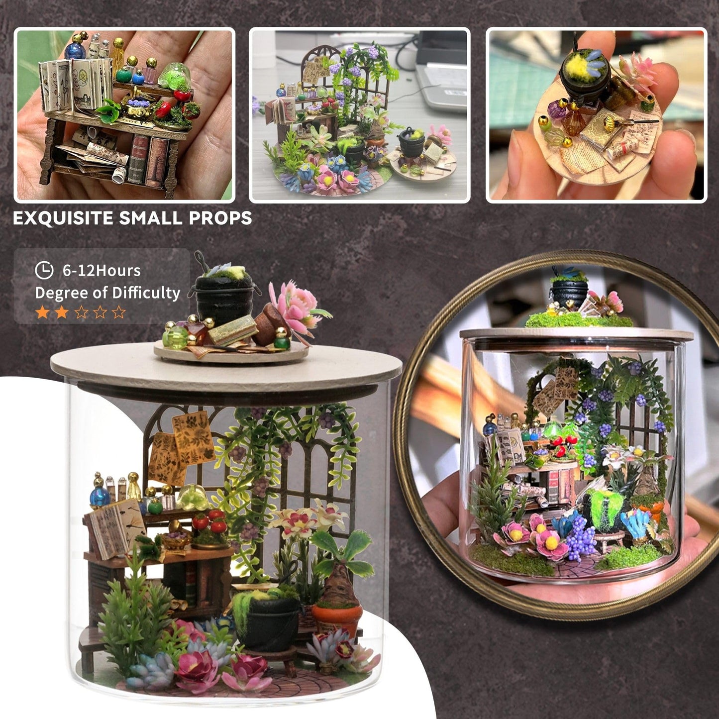 Flever Dollhouse Miniature DIY House Kit Creative Room Dream Bottle Series with Furniture for Romantic Valentine's Gift (Magic Garden)