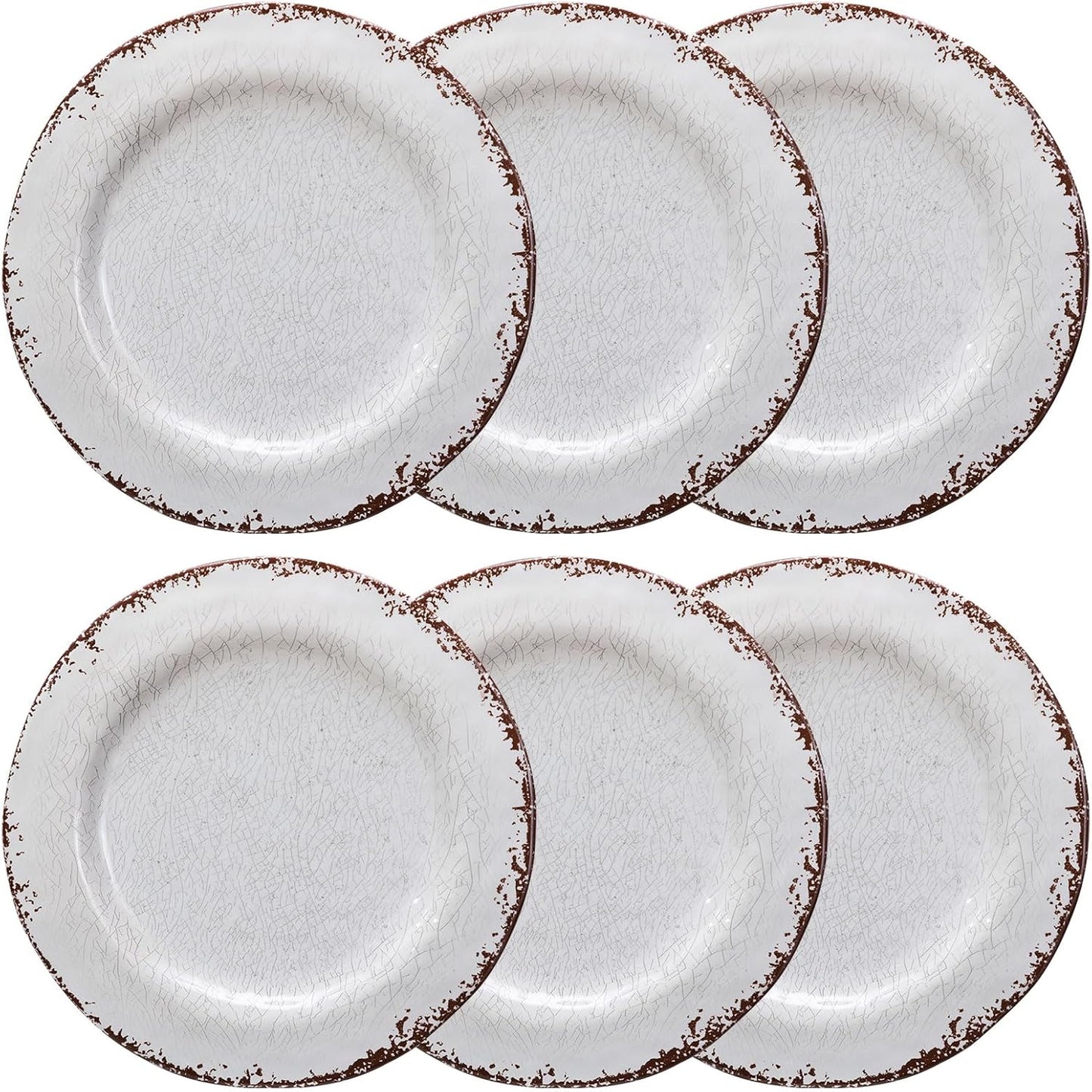 LEHAHA 6 Piece White Dinner Plate Set, 11” Durable Melamine Plates, 6 Piece Camper RV Dishes Set for Formal and casual dining, Lightweight and Chip Resistant, Dishwasher Safe