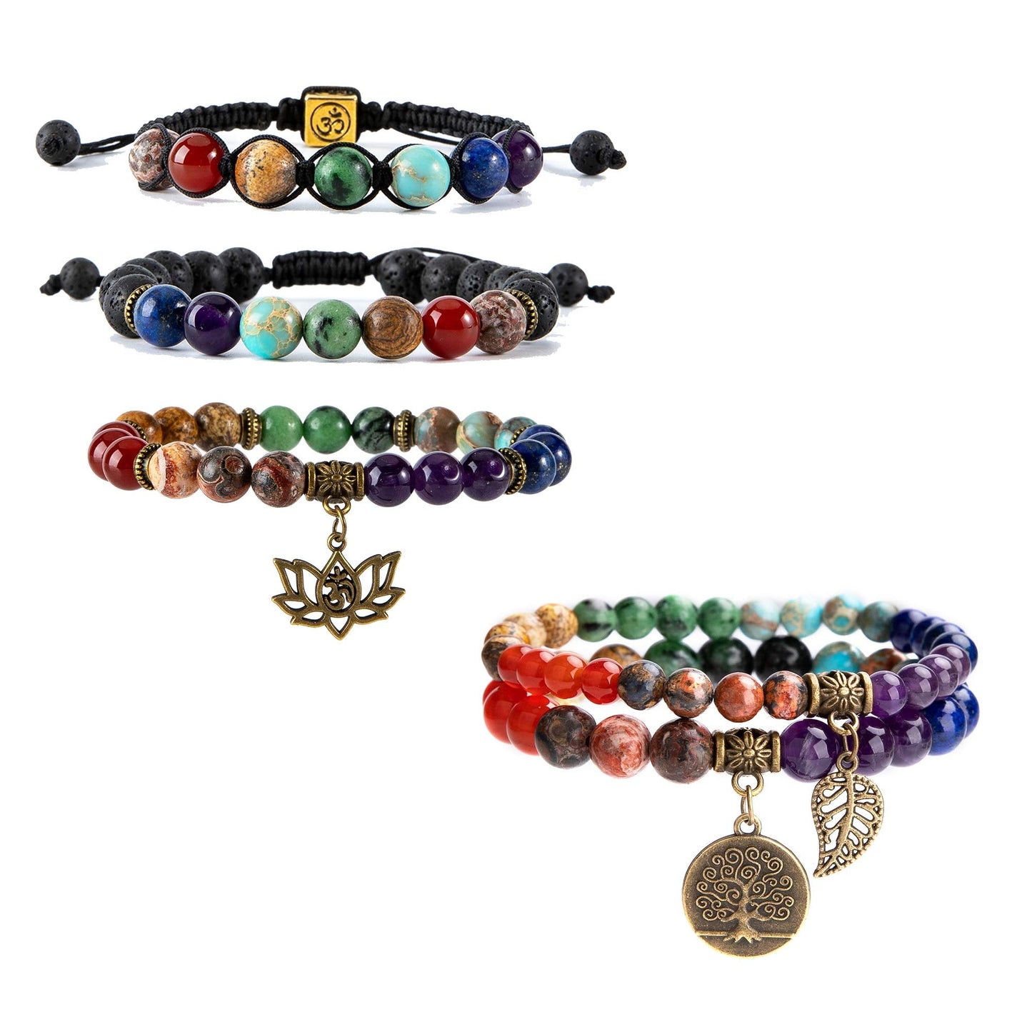 Bivei 7 Chakra Bead Bracelets for Women Yoga Meditation Energy Anxiety Healing Crystals Bracelets