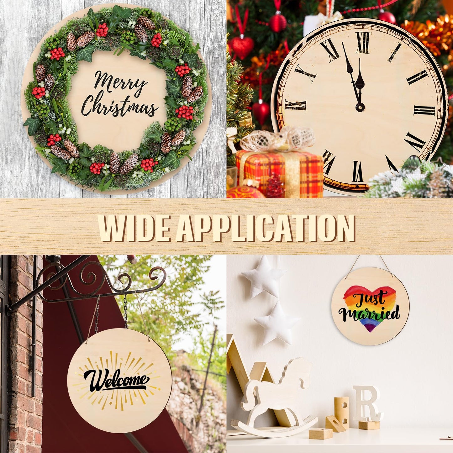 Suzile 20 Pcs 12 Inch Wood Rounds for Crafts Unfinished Blank Wooden Circle Signs Discs for DIY Christmas Home Decor Painting Door Hanger