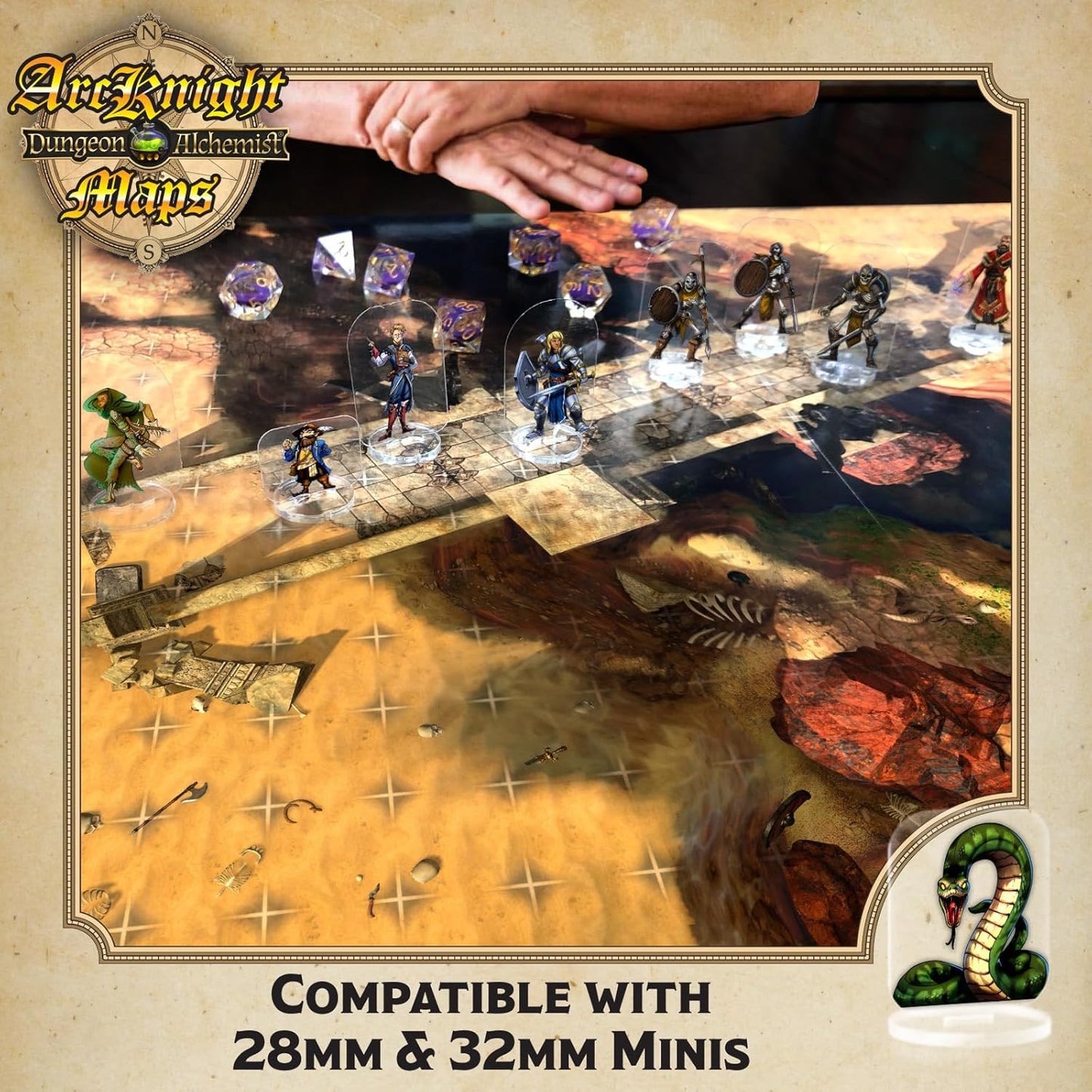 Arcknight Desert Adventures Roleplaying D&D Battlemaps; 16 Modular RPG Maps in 8 Double-Sided Pages, 1" Square Grid, Modular & Versatile Design for Tabletop Gaming - for Dungeons & Dragons & More