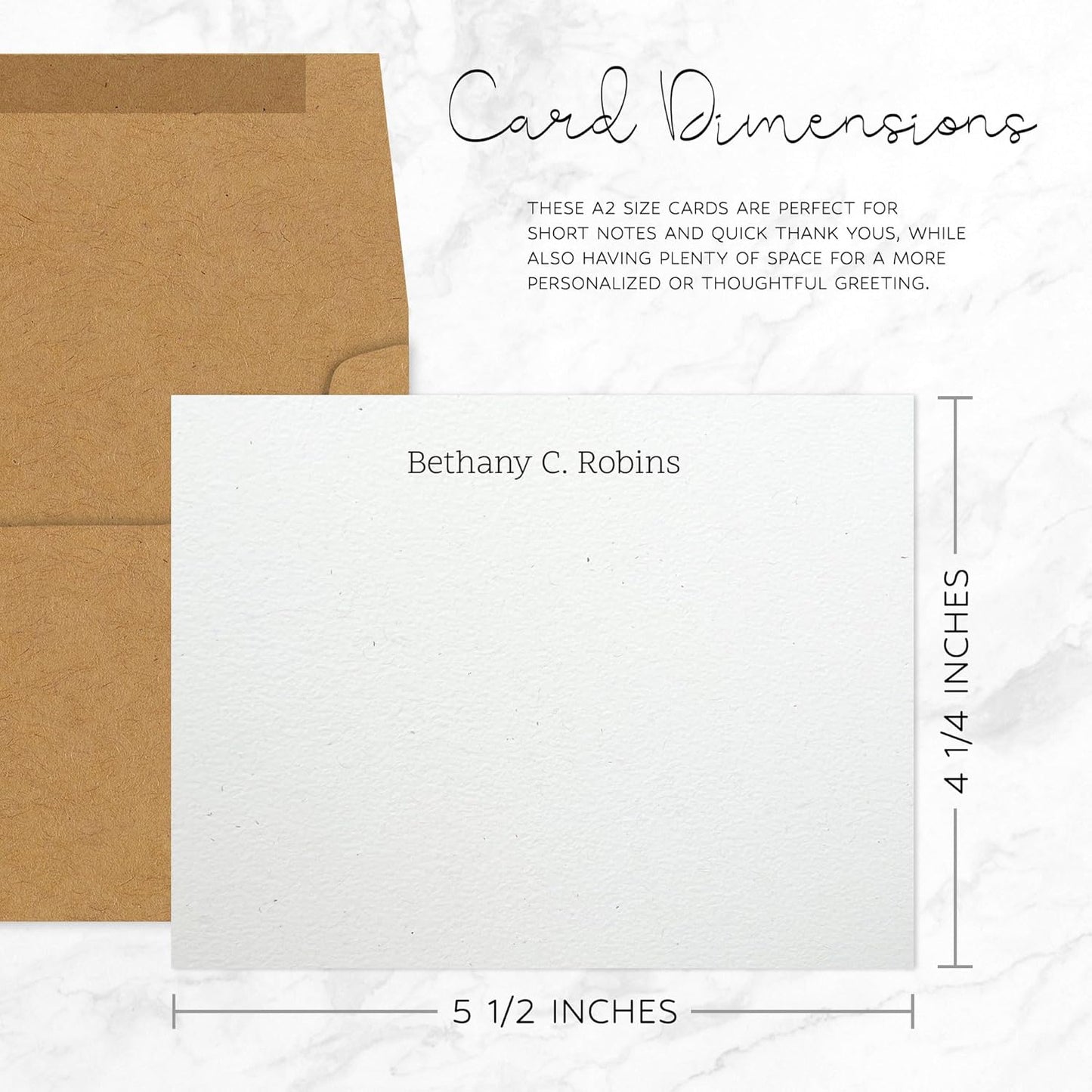 Personalized Note Cards – Custom Flat Stationery Set with Name – Personalized Thank You Cards – Elegant Personalized Stationery for Women (Bethany Robins)