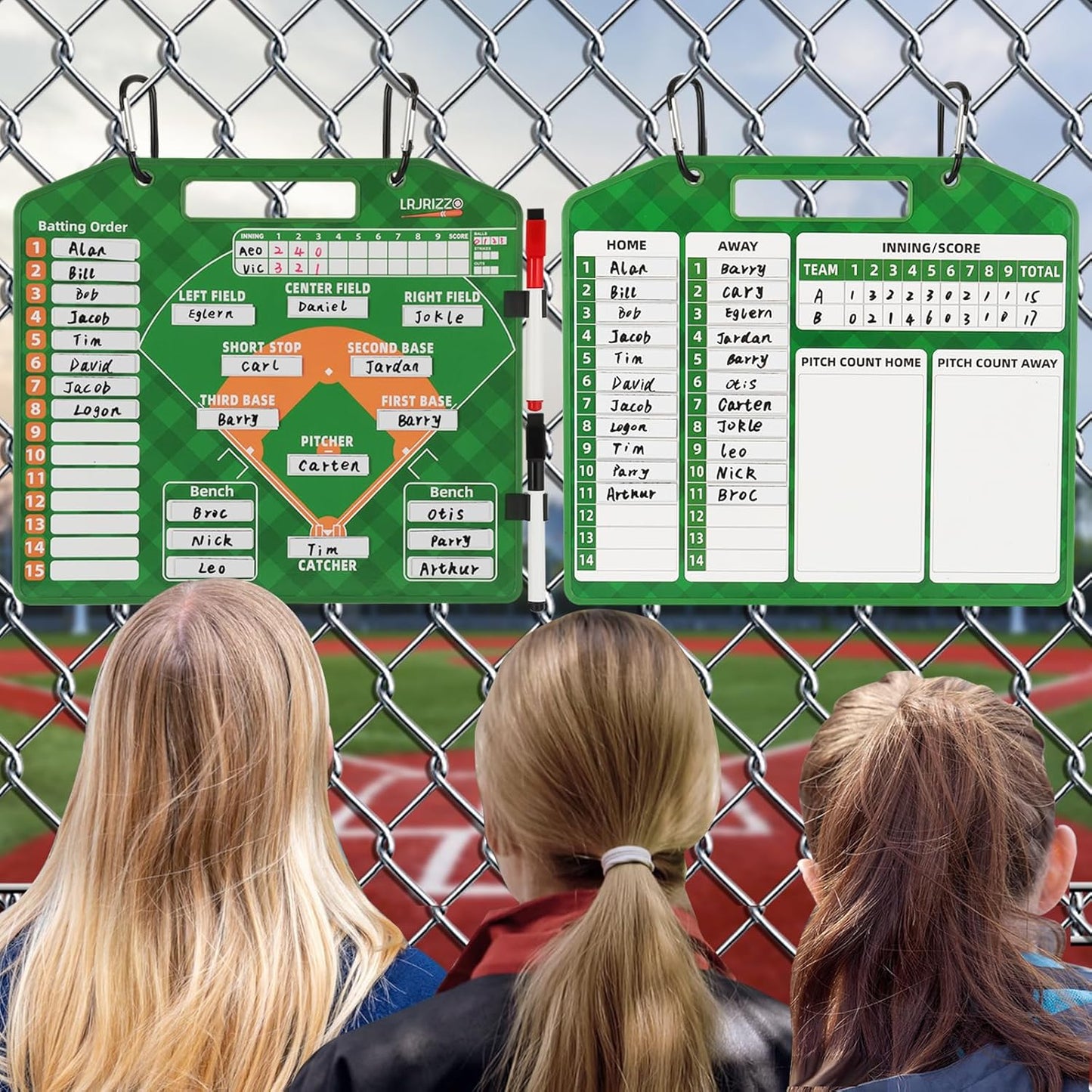 Magnetic Baseball Lineup Board，Baseball Lineup Cards Baseball Lineup Board for Dugout Baseball Clipboard for Coaches Softball Lineup Cards Marker Boards Baseball Coaching Accessories（Green）