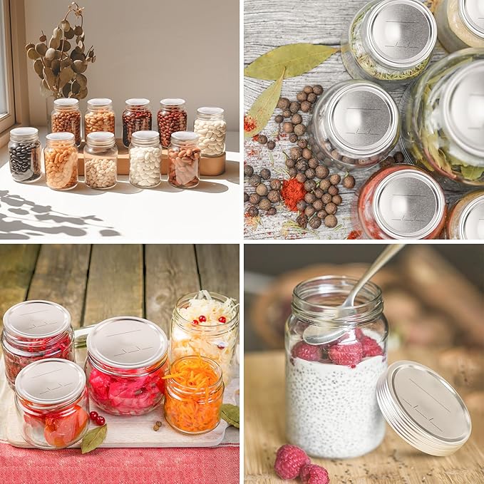 100 PCS Canning Lids Wide Mouth,3.42in Mouth Mason Jar Lids,Ball Jar with Lids with Leak proof Airtight Seal Rust Proof Split,Wide Mouth Mason Jars Food Grade,Canning Food