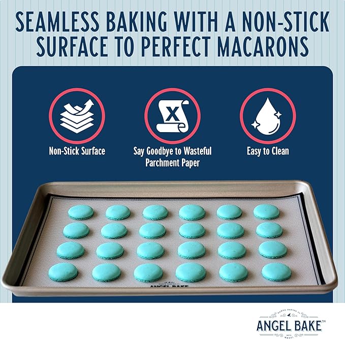 Silicone Baking Mat Set for Macarons – Non-Stick, Reusable, Food-Safe Baking Mats for Cookies, Pastries, and More – Perfect for Baking Sheets and Ovens – Pack of 2, 16.5" x 11.6"