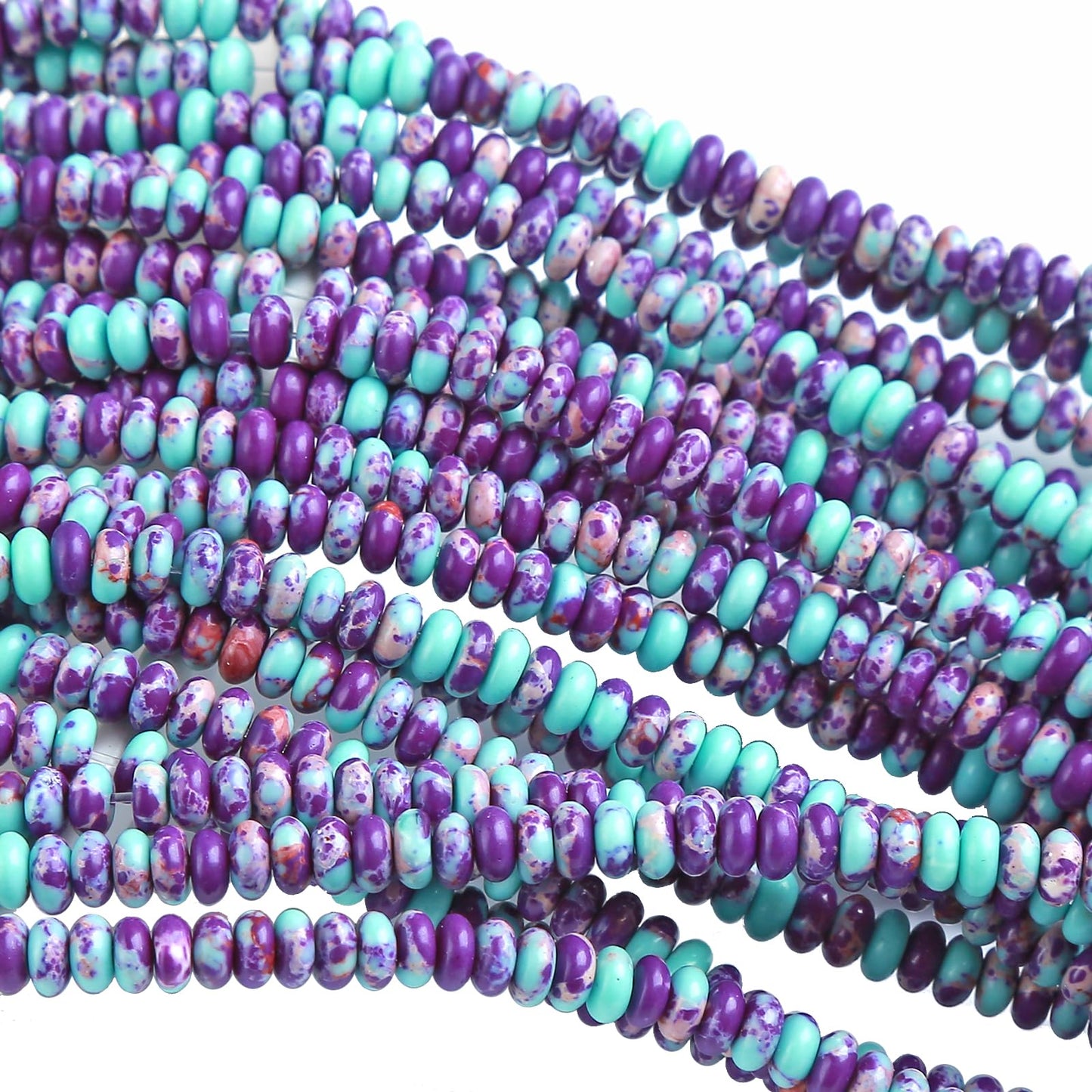 150PCS 2x4mm Natural Galaxy Sea Imperial Jasper Stone Rondelle Beads Abacus Disk Stone Beads Round Loose Spacer Gemstone Beads for DIY Bracelet Necklace Jewelry Making