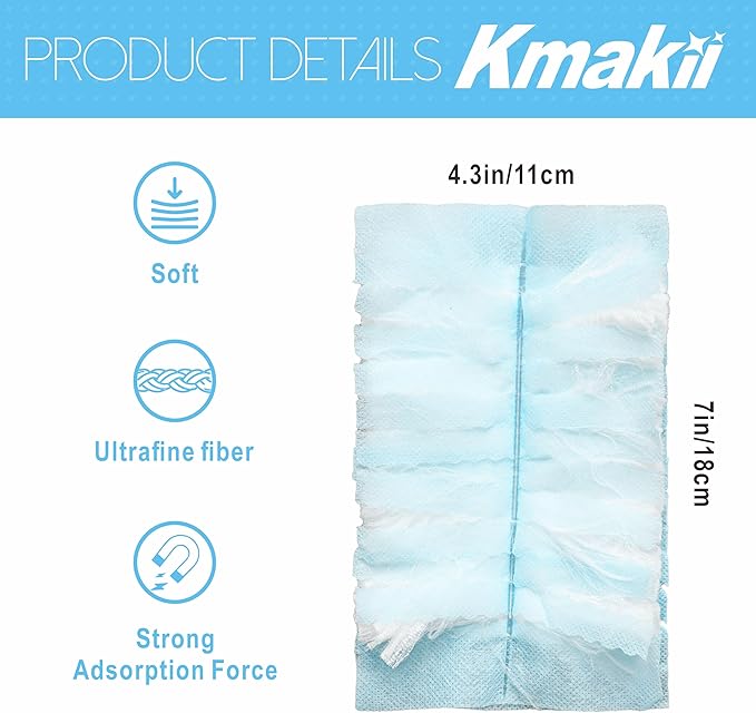 KMAKII Disposable Duster Refills, Compatible with S wiffer,Heavy Duty Electrostatic Blue Duster Heads, Ideal for Home Cleaning, Furniture, 1 Short Handle and 20 Refills