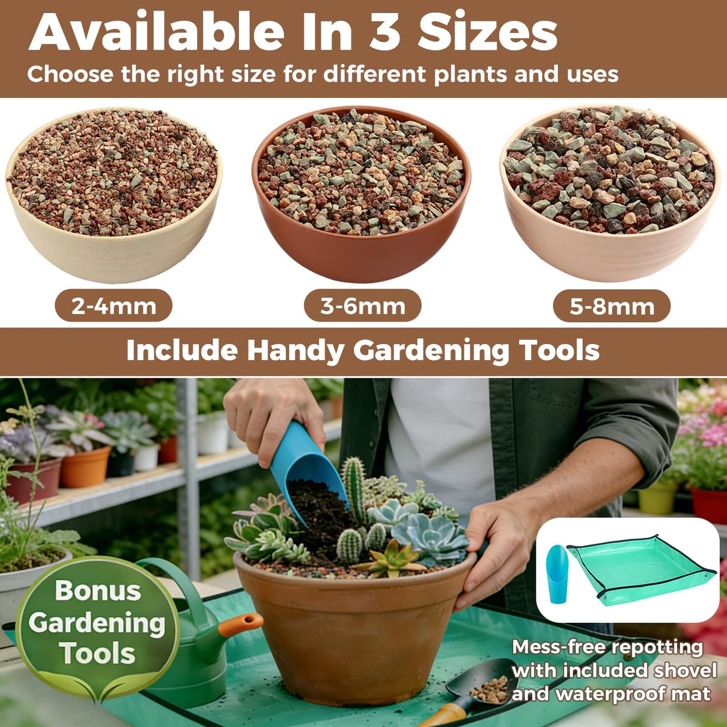 18lb Mix Lava Rocks for Plants 1/8" Horticultural Pumice for Plants, Succulent Cactus Soil Potting Mix - Horticultural Sand Aquarium Gravel Drainage Rocks for Potted Plant, Bonsai Soil, Top Dressing