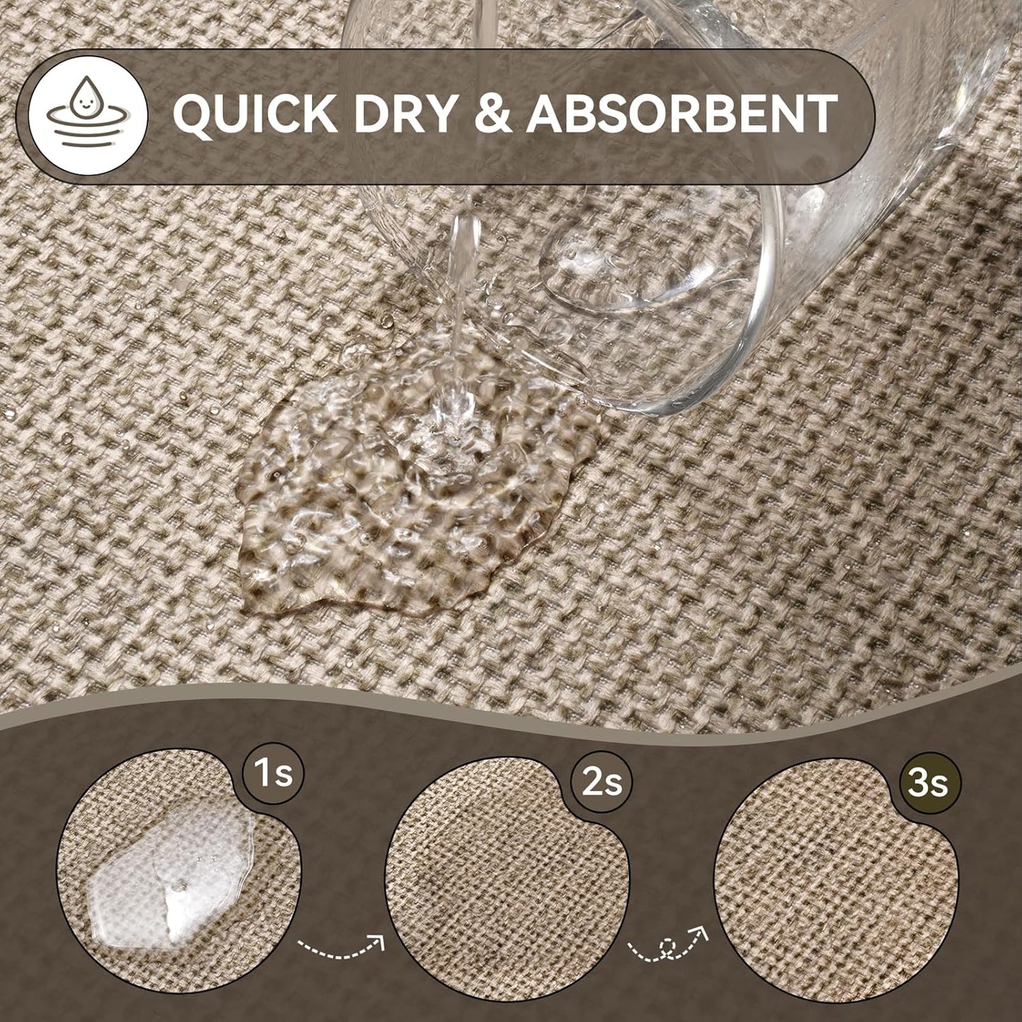 Bathroom Rugs Mat 20x31, Ultra Thin Non Slip Bath Mats for Bathtub Quick Dry Absorbent Rubber Bathroom Mat Fit Under Door, Woven Washable Half Round Bath Rugs Floor, Beige Brown