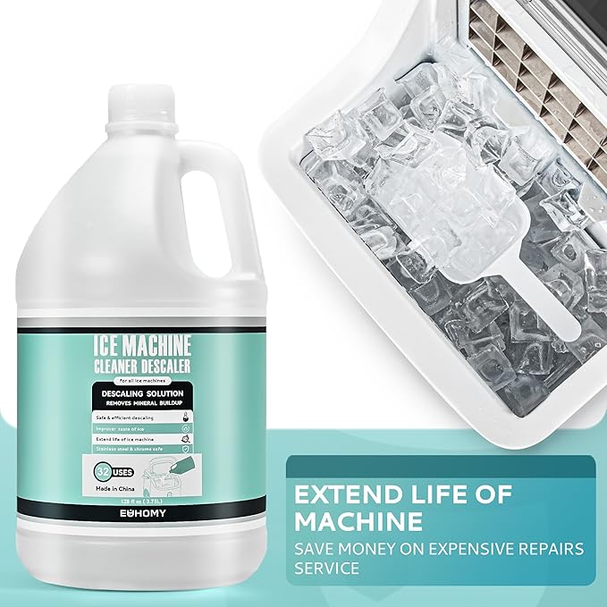 EUHOMY Max 33 Uses Ice Machine Cleaner Descaler (1 Gallon / 3.75L), 128 Fl OZ Ice Maker Cleaner, Ideal Universal Descaling Solution for All Brands Ice Maker, Single Use Coffee and Espresso Machines